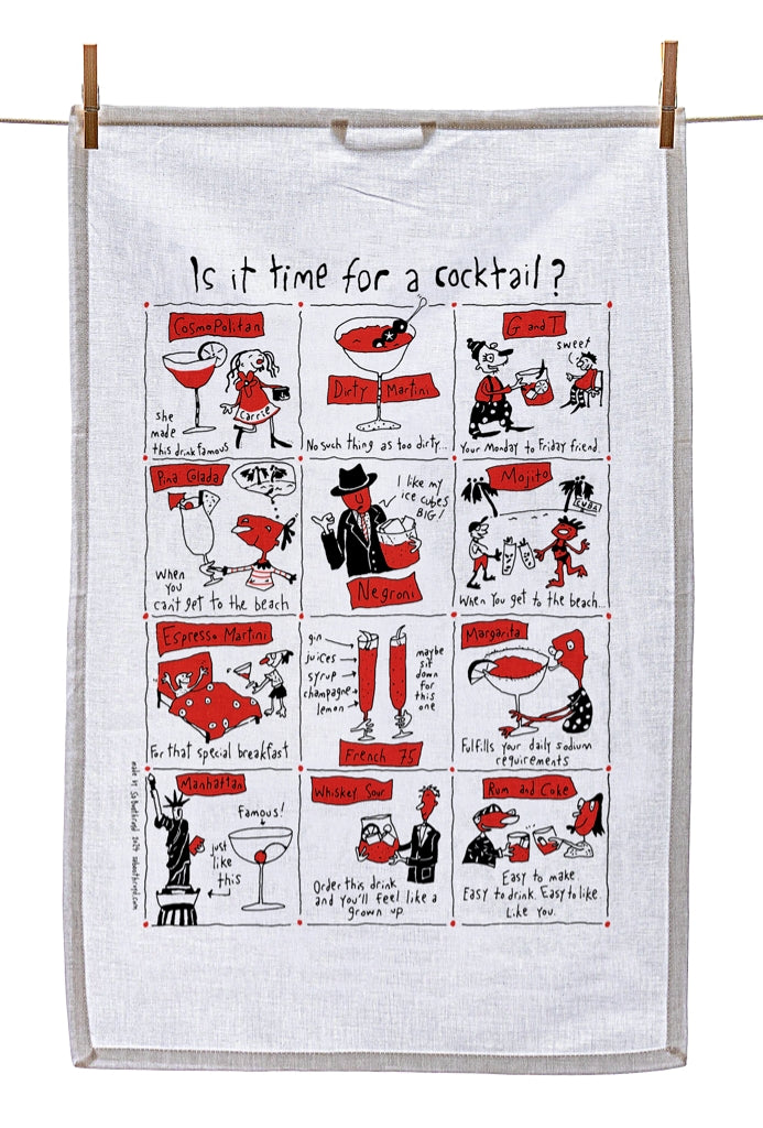 Tea Towel - Is it time for a cocktail? (also available in orange!)