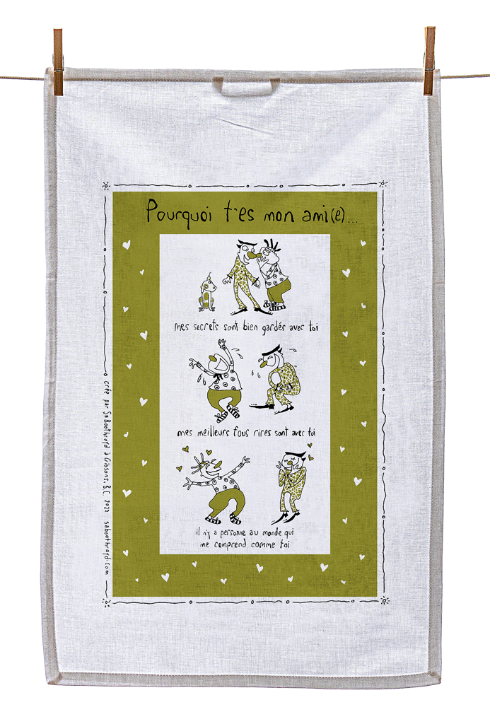 Tea Towel - Reasons why you are my friend (English & French)
