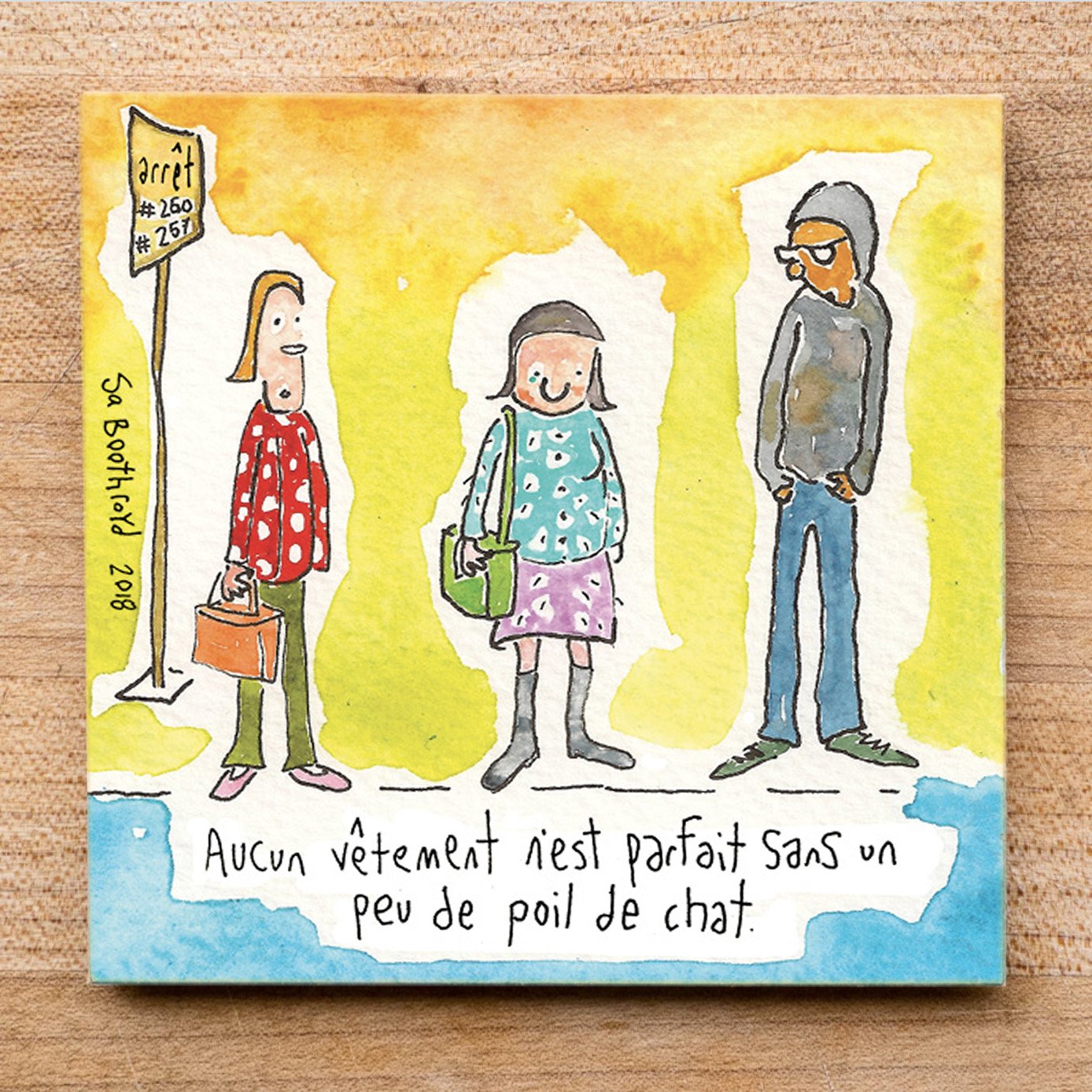 No Outfit Is Complete Without A Little Cat Hair (English & Français) Coaster / Français Things