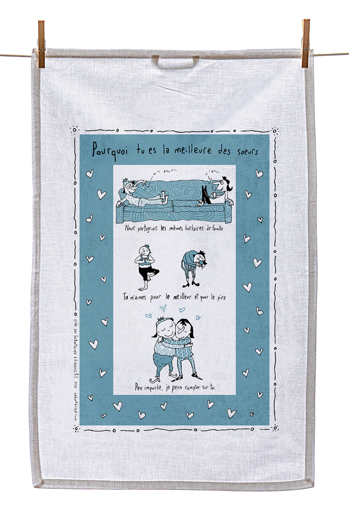 Tea Towel - Reasons why you are the best sister (English & French)