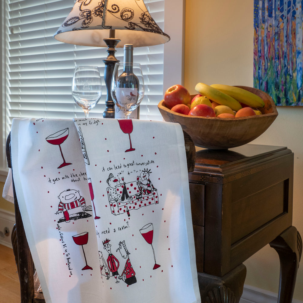 
                  
                    Tea Towel - Reasons to have a glass of wine (English & French)
                  
                