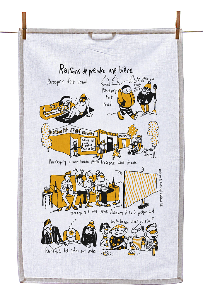 Tea Towel - Reasons to have a beer (English & French)