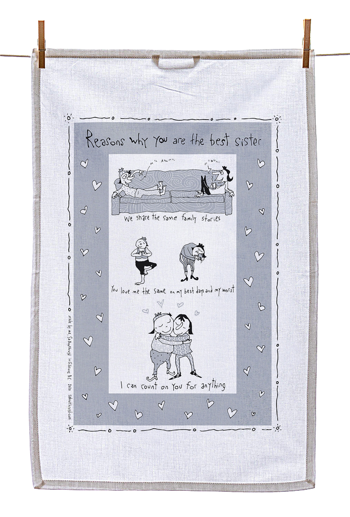 Tea Towel - Reasons why you are the best sister (English & French)
