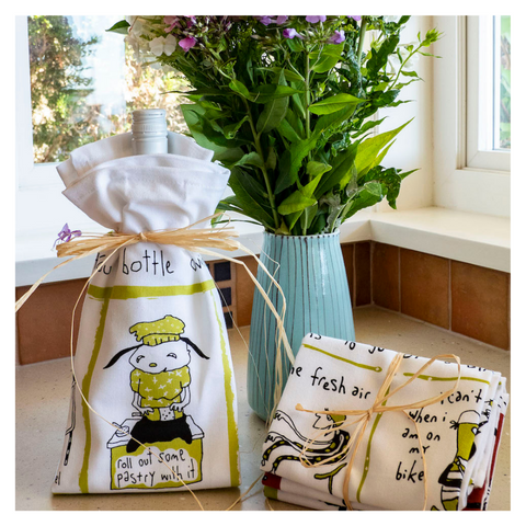 How to make a tea towel into a lovely hostess gift
