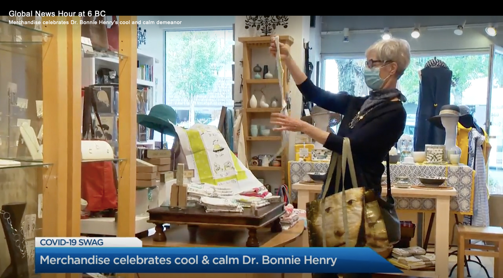 Bonnie Henry "Be Kind, Be Calm" Tea towels featured on Global News!