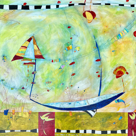A boat designed to sail you to the moon (30" x 36")