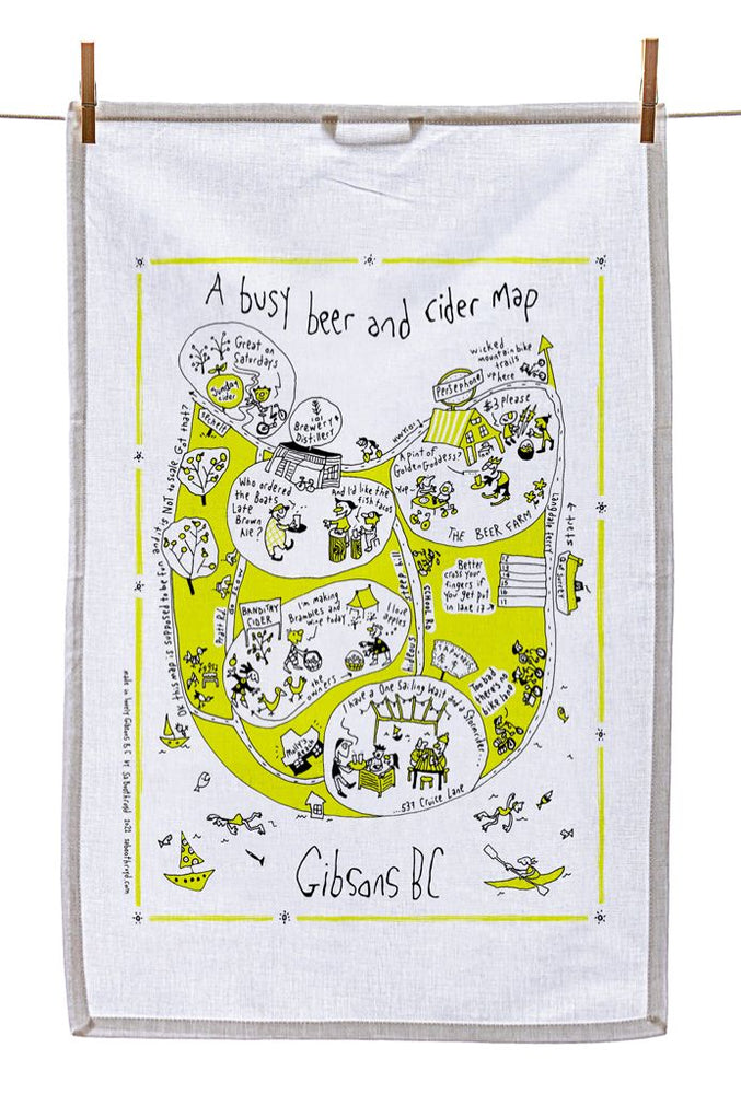 
                  
                    Tea Towel - A busy beer and cider map (Gibsons BC)
                  
                
