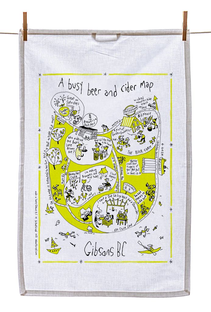 
                  
                    Tea Towel - A busy beer and cider map (Gibsons BC)
                  
                