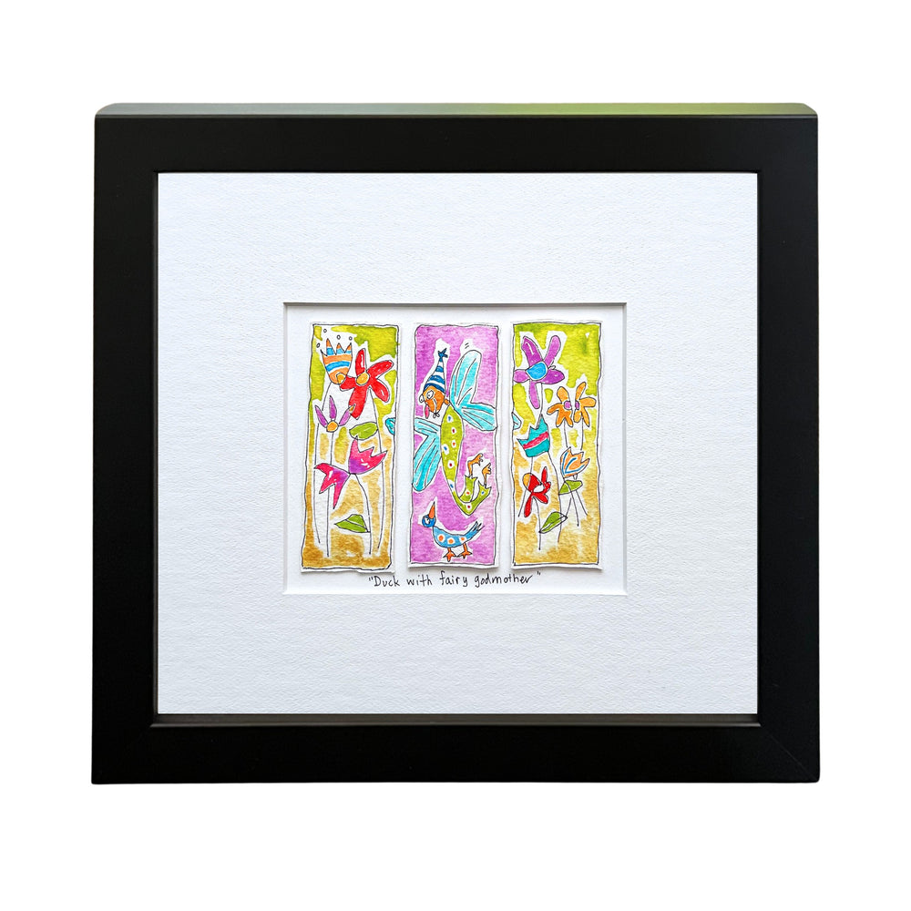 
                  
                    Duck with fairy godmother (framed watercolour)
                  
                