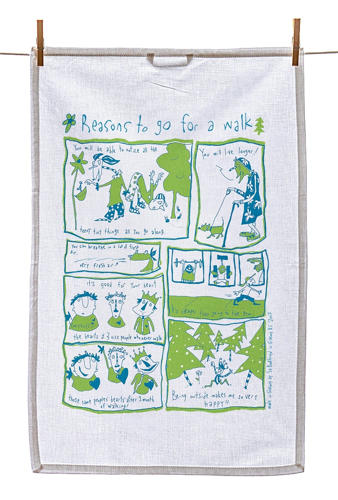 Tea Towel - Reasons to go for a walk (English & French)