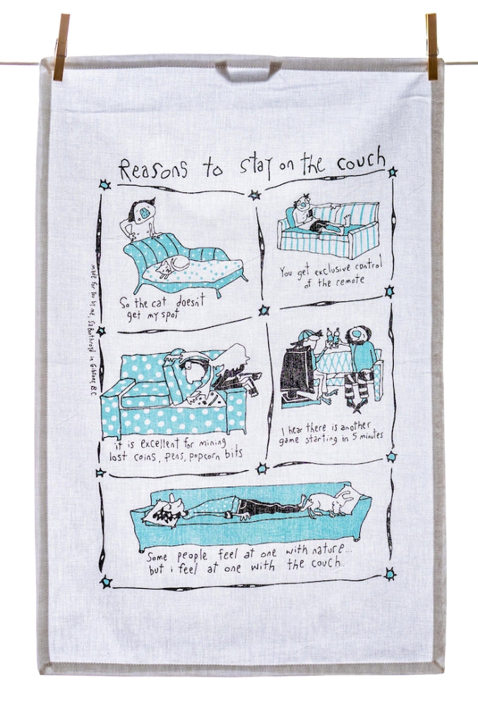 
                  
                    Tea Towel - Reasons to stay on the couch
                  
                