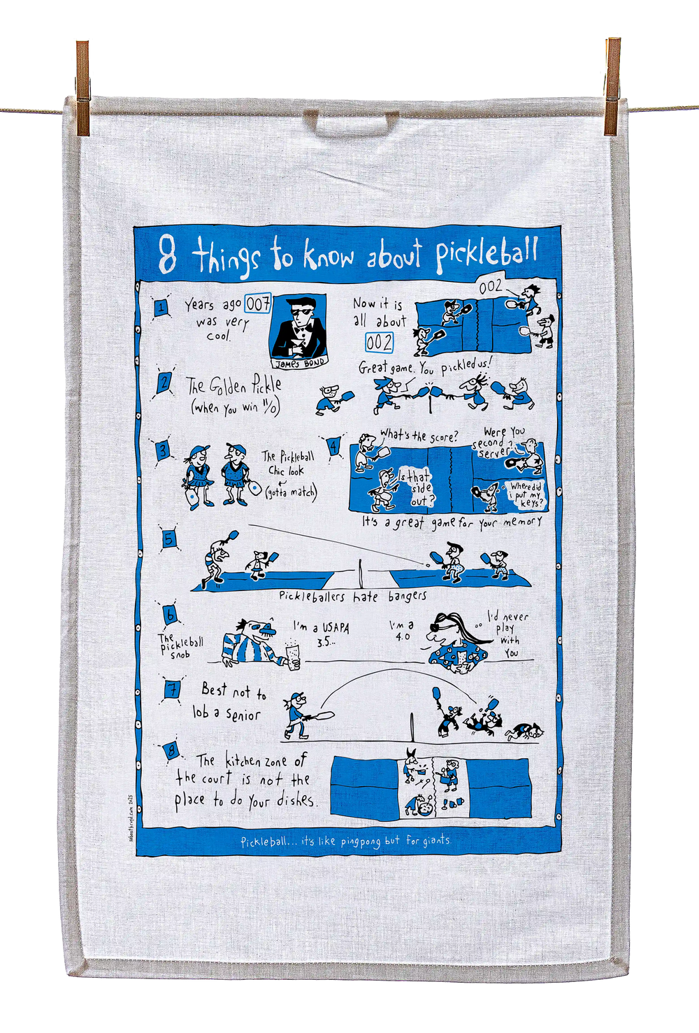Tea Towel - 8 things to know about pickleball (also available in red!)
