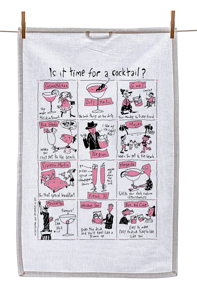 Tea Towel - Is it time for a cocktail? (also available in orange!)