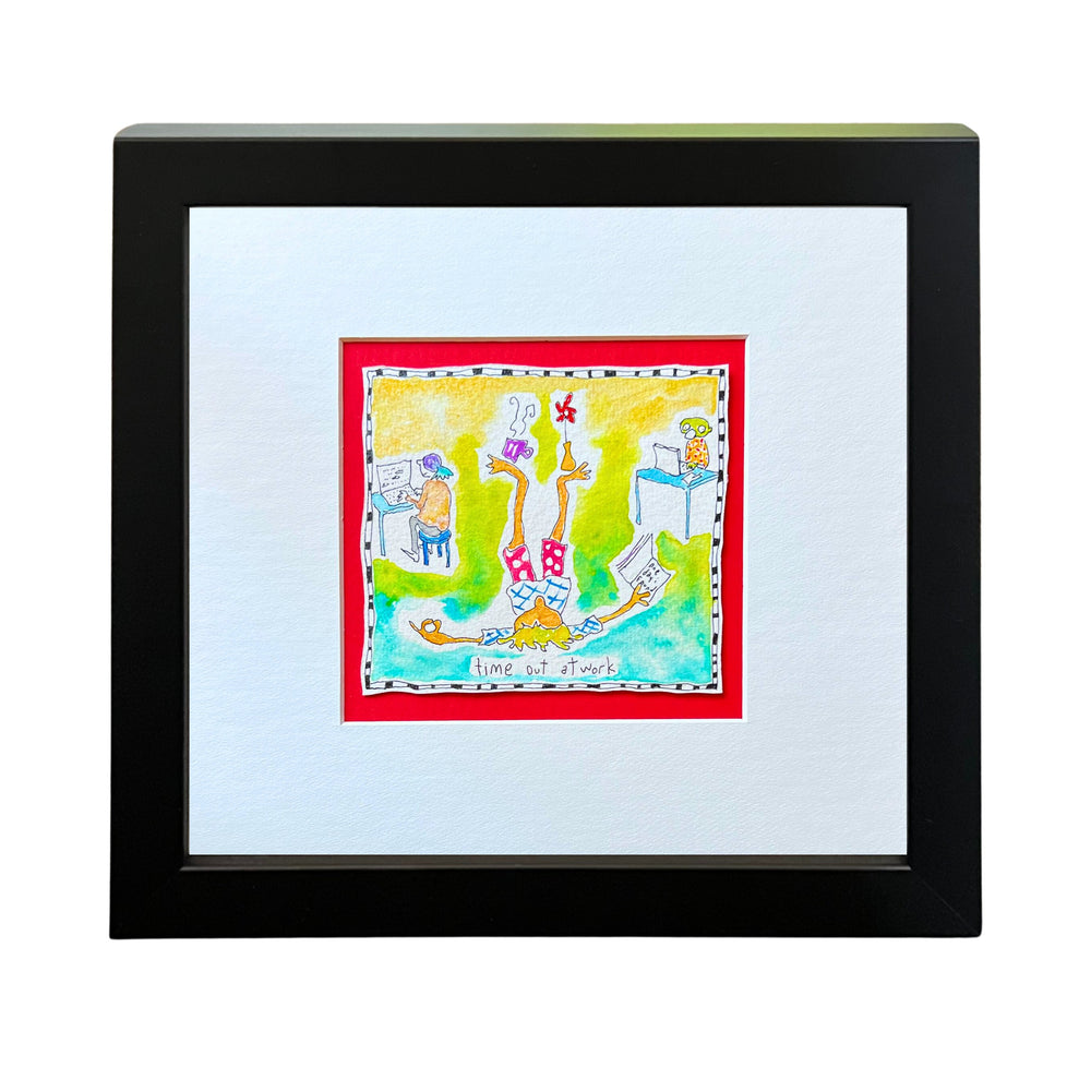 
                  
                    Time out at work (framed watercolour)
                  
                