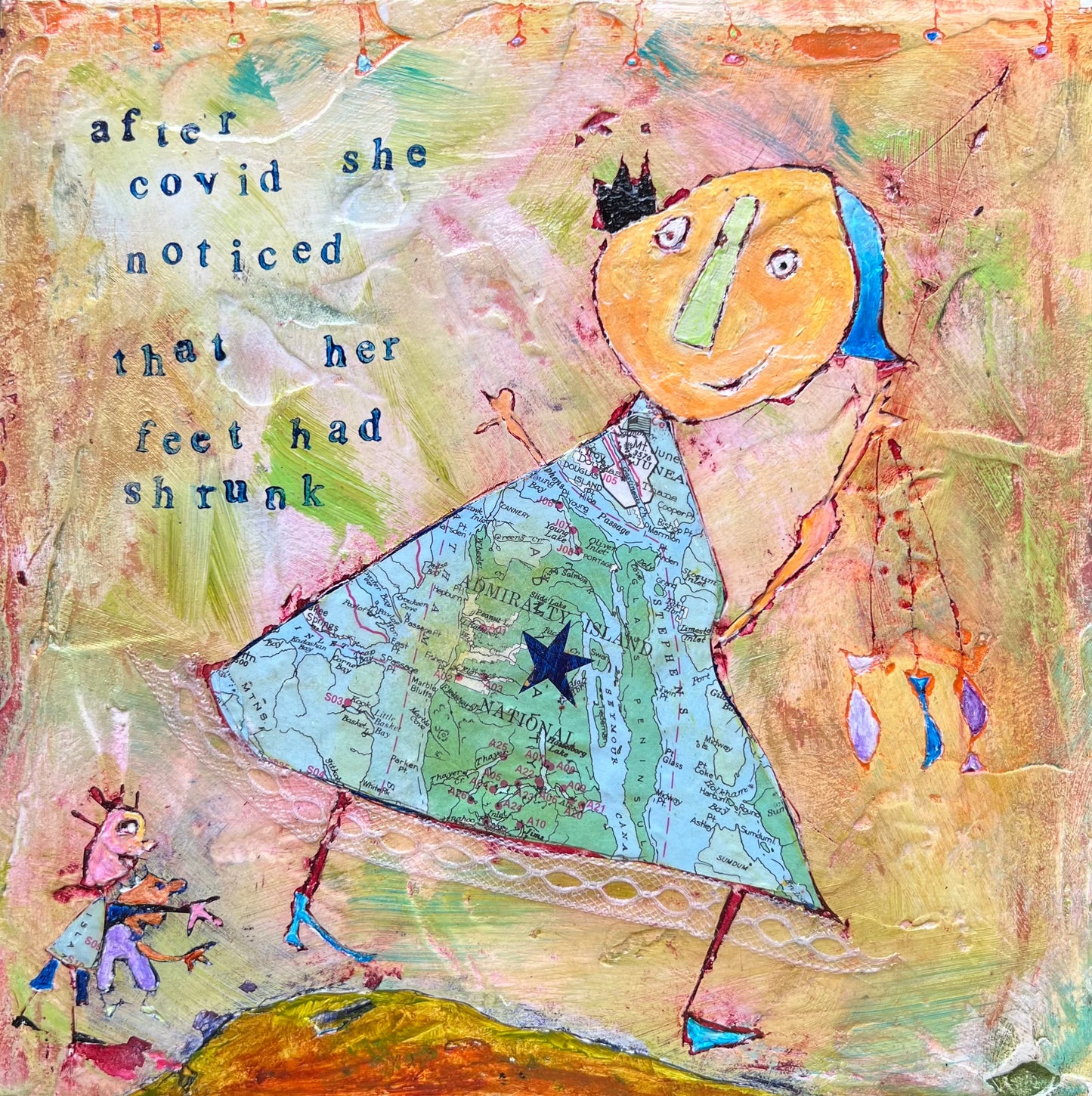 
                  
                    After Covid she noticed that her feet had shrunk (10" x 10")
                  
                