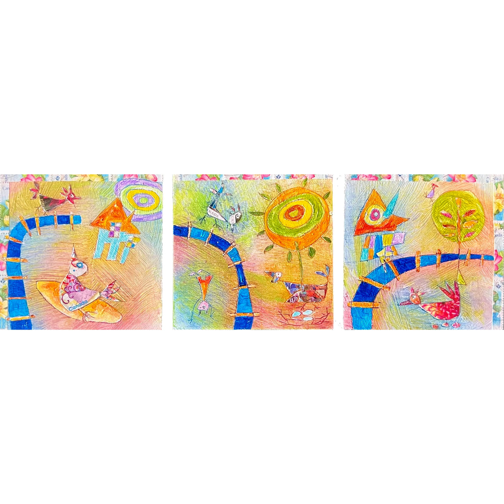 Birds in your garden (Triptych, each 4