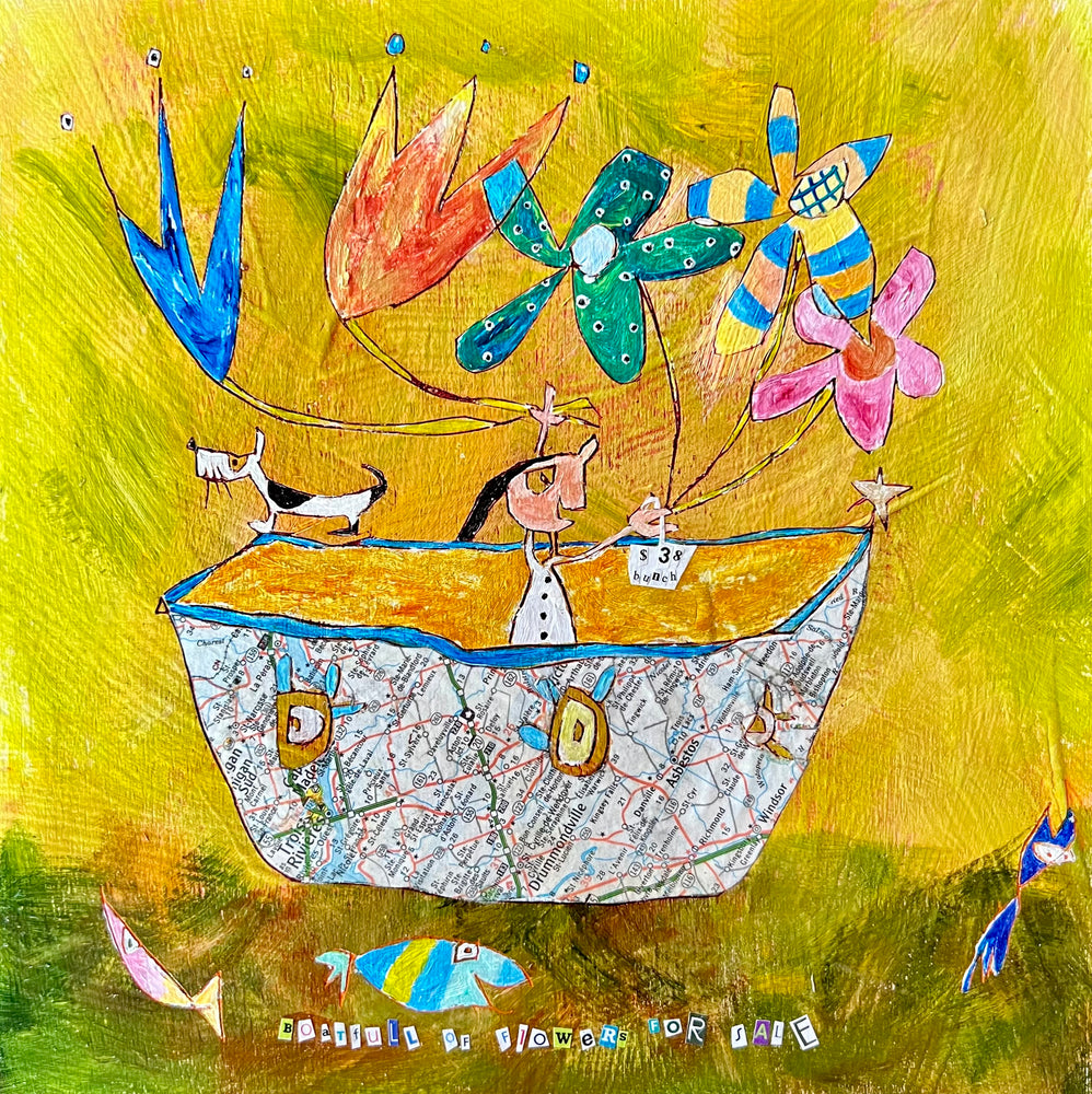 
                  
                    Boat full of flowers for sale (10" x 10")
                  
                