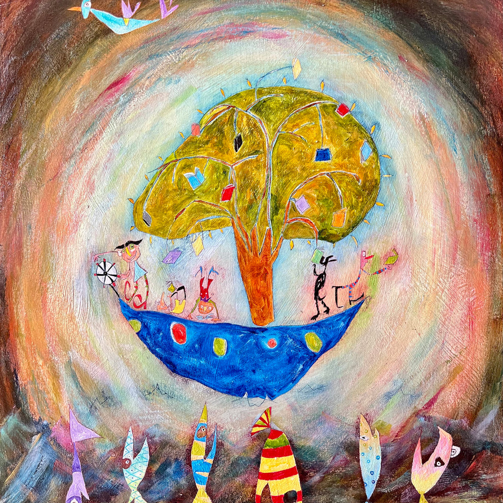 
                  
                    Thank goodness they took the Book Tree with them on that long boat ride (24" x 30")
                  
                