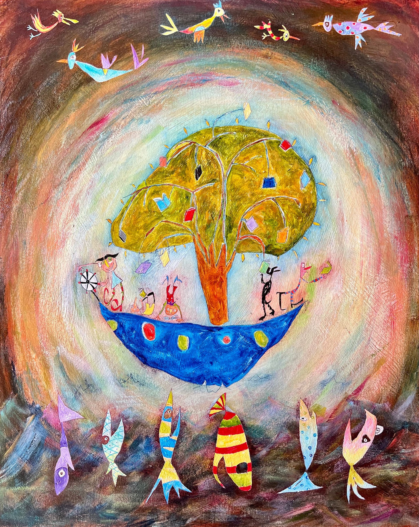
                  
                    Thank goodness they took the Book Tree with them on that long boat ride (24" x 30")
                  
                