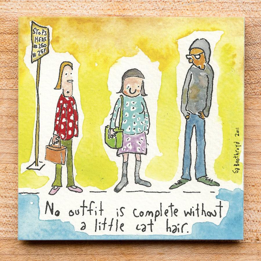 No Outfit Is Complete Without A Little Cat Hair (English & Français) Coaster / English Things