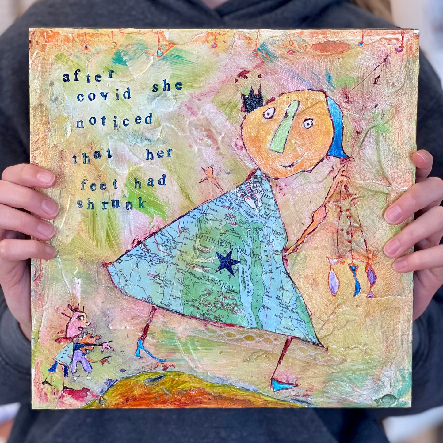
                  
                    After Covid she noticed that her feet had shrunk (10" x 10")
                  
                