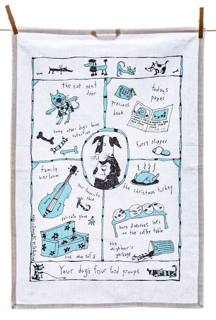 Tea Towel - Your dog's four food groups (English & French)