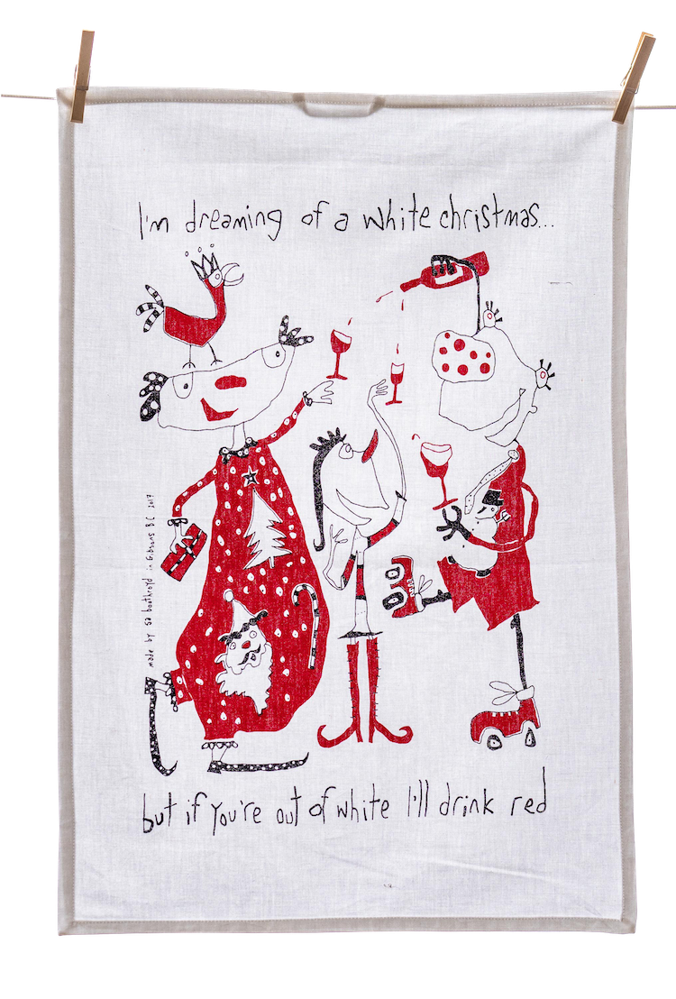 
                  
                    Tea Towel - I'm dreaming of a white Christmas but if you're out of white I'll drink red (English & French)
                  
                