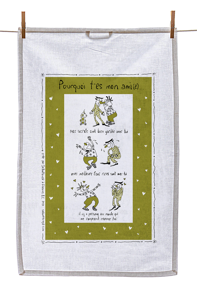 
                  
                    Tea Towel - Reasons why you are my friend (English & French)
                  
                