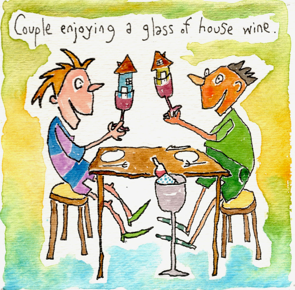 Couple enjoying a glass of house wine