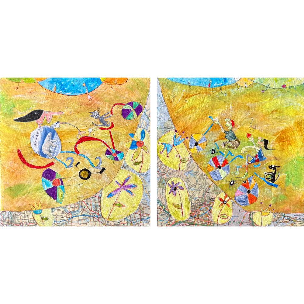 Swift Current to Montréal, a 6.5 inch ride (Diptych, each 8