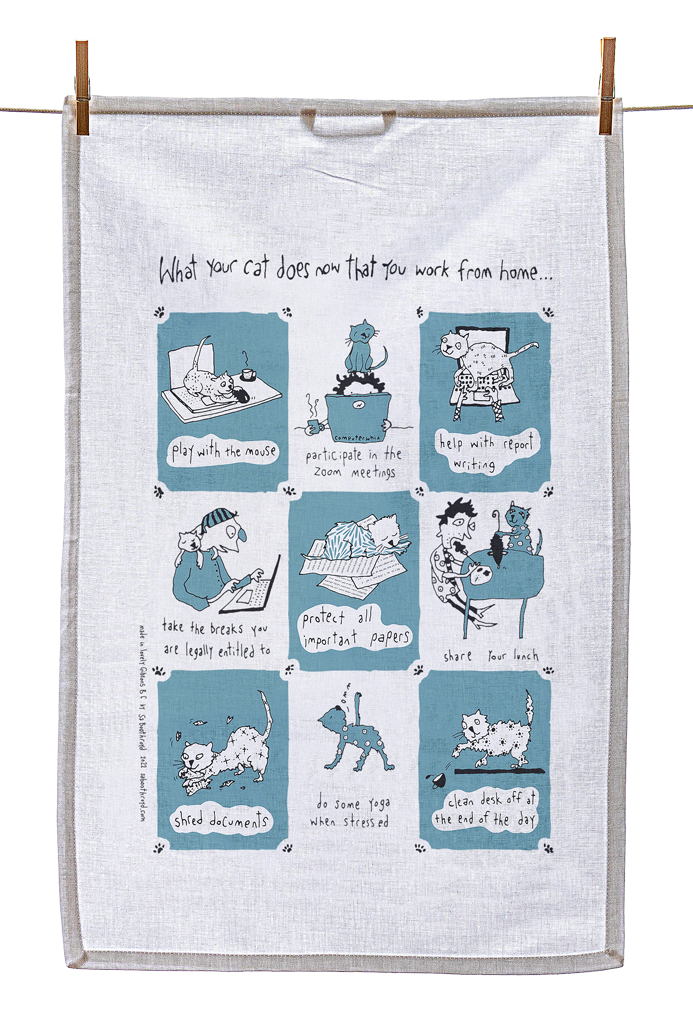 
                  
                    Tea Towel - What your cat does now that you work from home... (English & French)
                  
                
