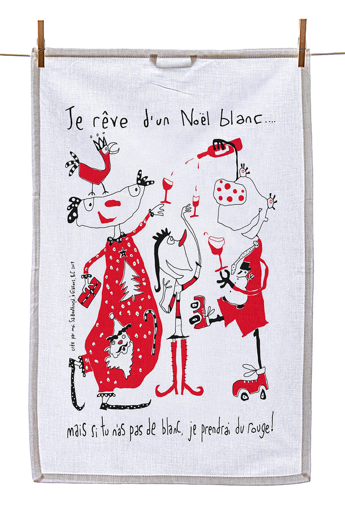 
                  
                    Tea Towel - I'm dreaming of a white Christmas but if you're out of white I'll drink red (English & French)
                  
                
