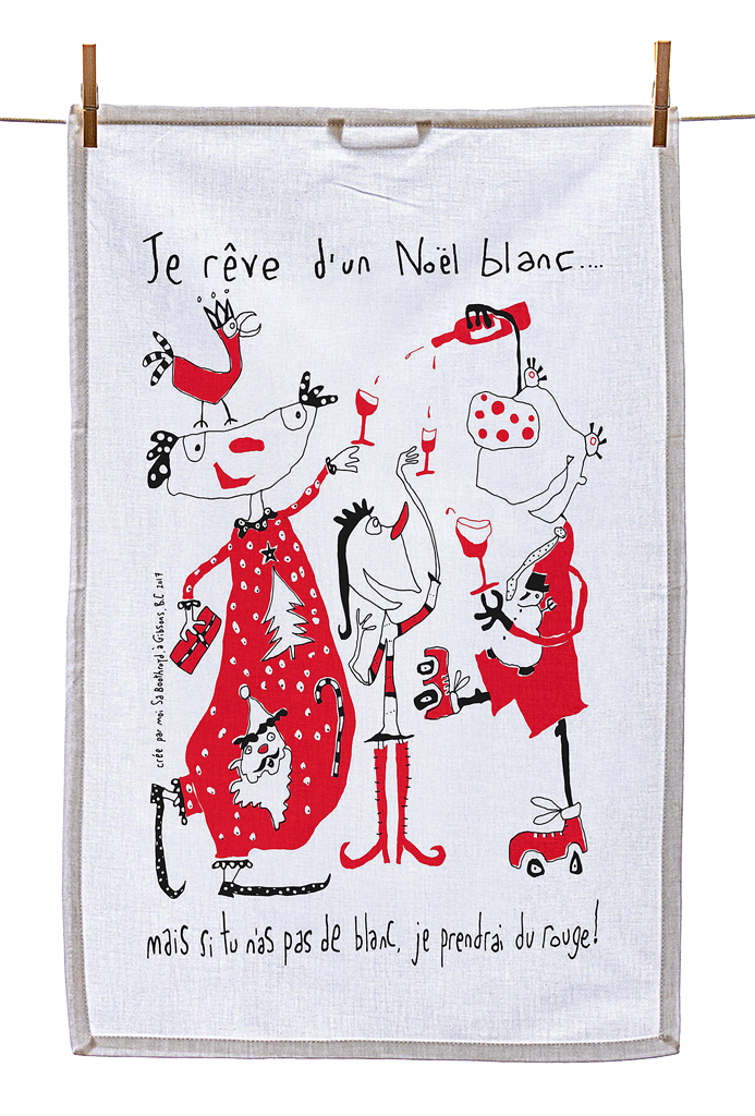 
                  
                    Tea Towel - I'm dreaming of a white Christmas but if you're out of white I'll drink red (English & French)
                  
                