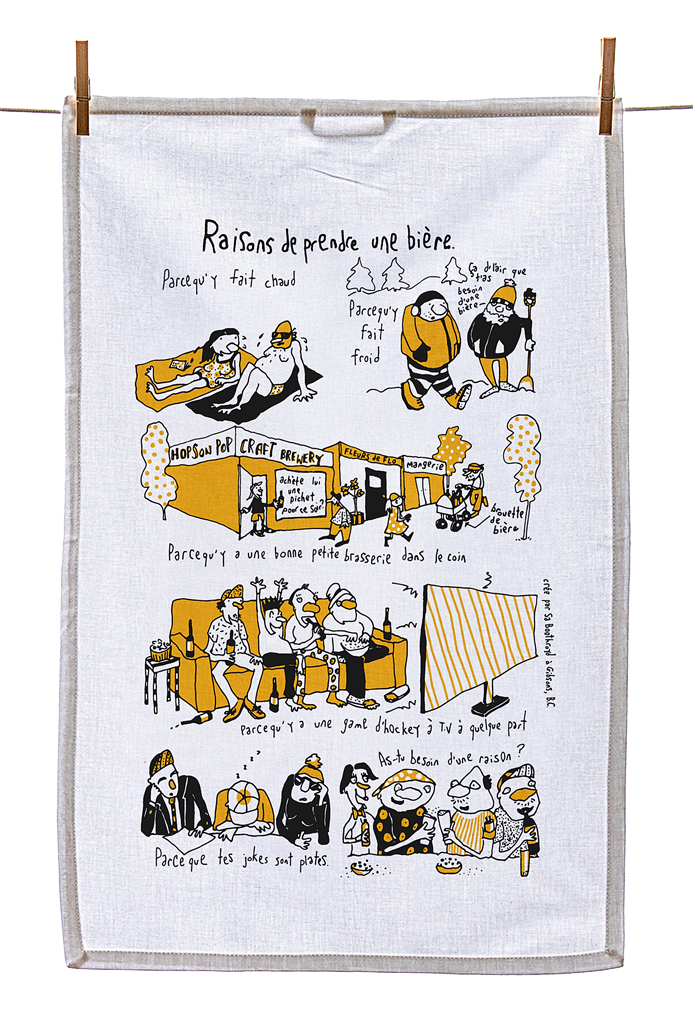 
                  
                    Tea Towel - Reasons to have a beer (English & French)
                  
                