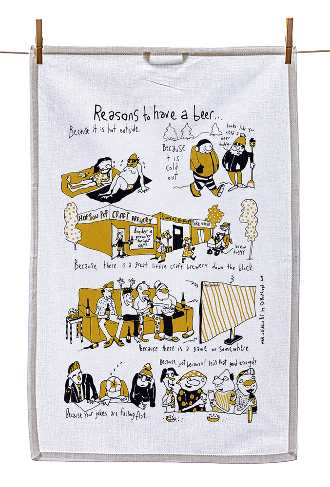 
                  
                    Tea Towel - Reasons to have a beer (English & French)
                  
                