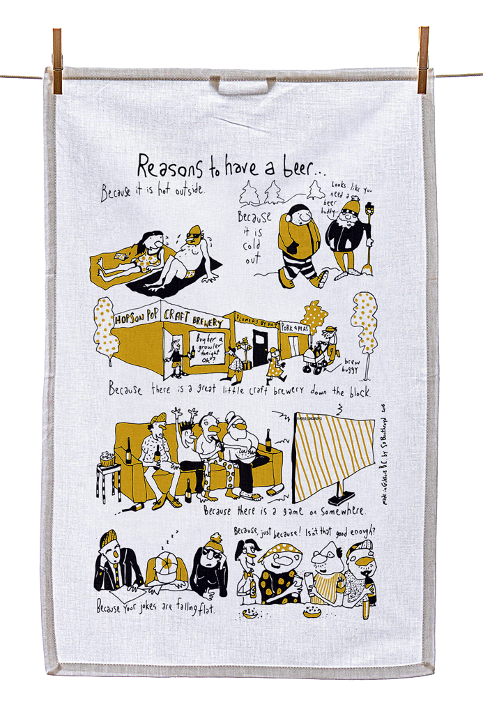 Tea Towel - Reasons to have a beer (English & French)