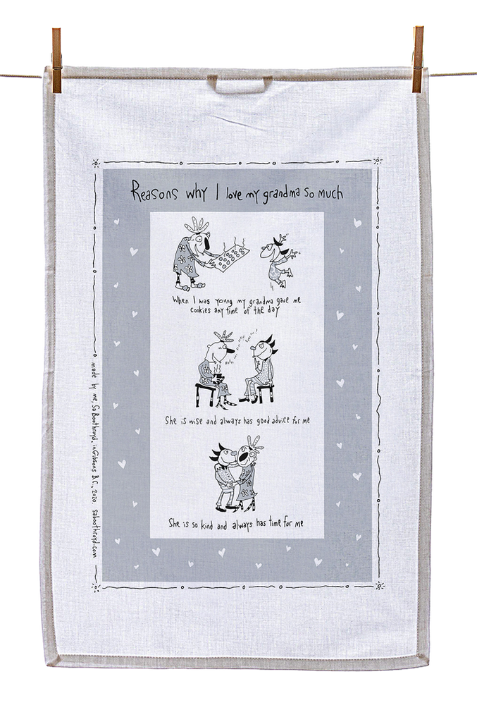 
                  
                    Tea Towel - Reasons why I love my grandma so much (also available in grey!)
                  
                