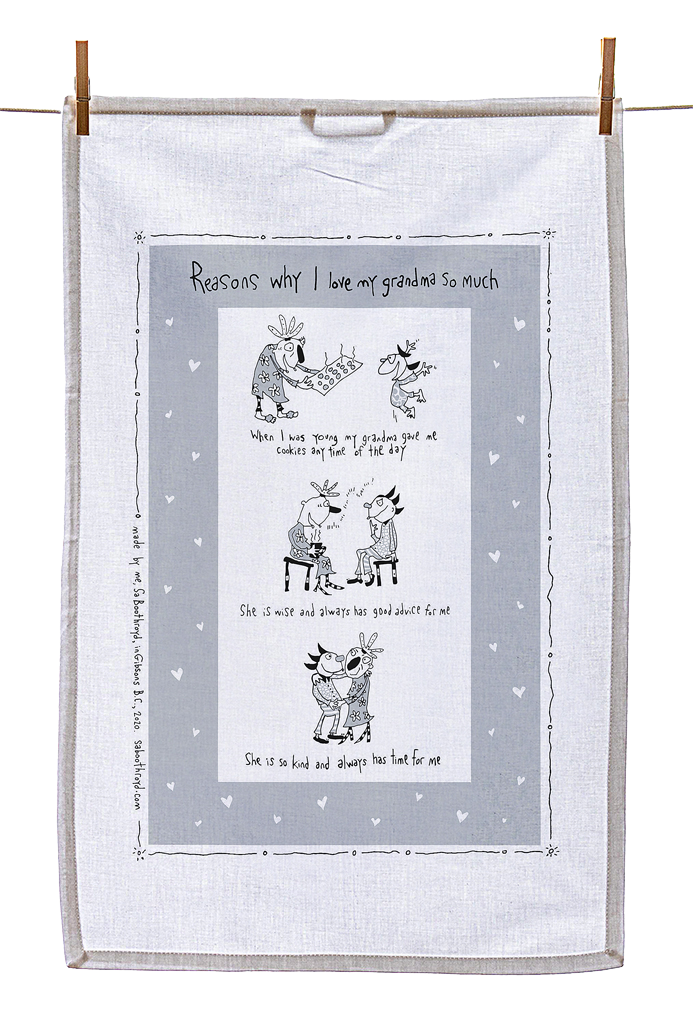 
                  
                    Tea Towel - Reasons why I love my grandma so much (also available in grey!)
                  
                
