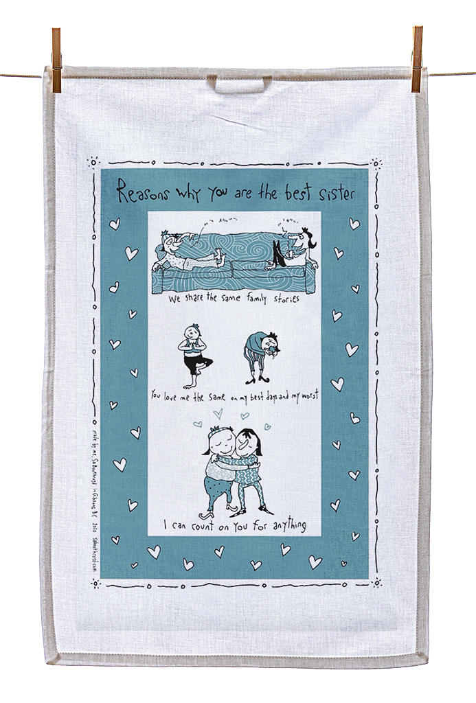 Tea Towel - Reasons why you are the best sister (English & French)