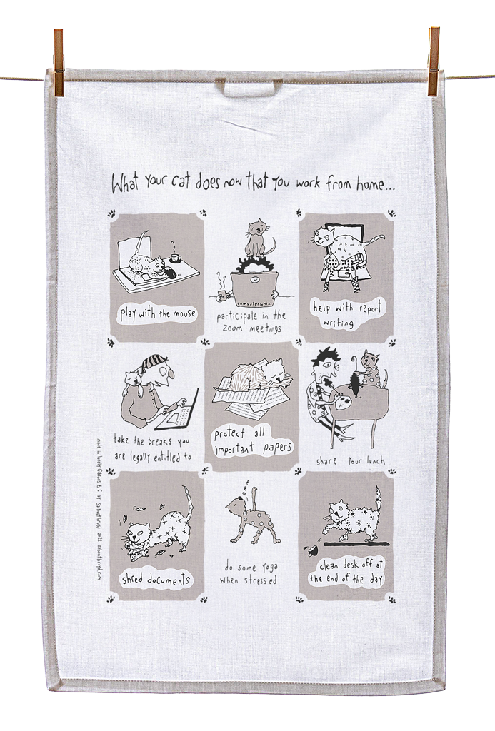 
                  
                    Tea Towel - What your cat does now that you work from home... (English & French)
                  
                